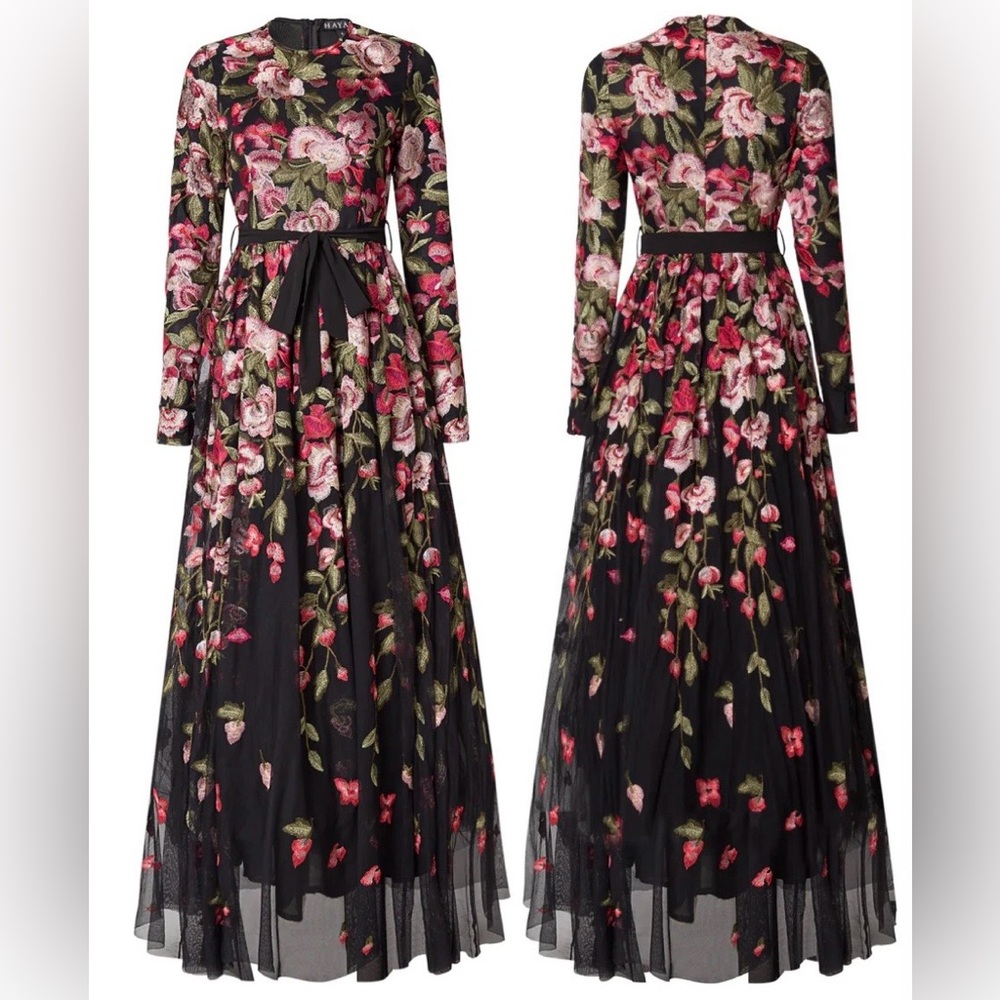 Floral Black and Pink Maxi Dress